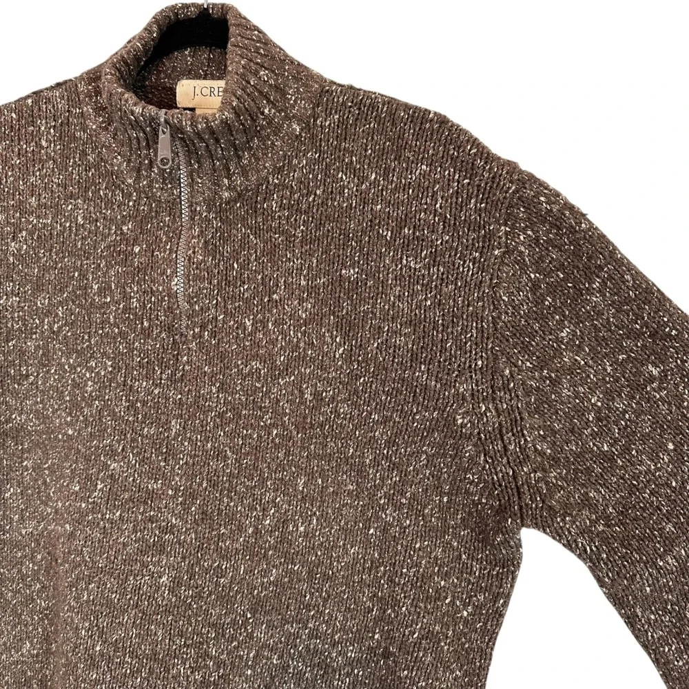 J.Crew Vintage 90s Wool Marled Speck‎ Donegal Sweater XL Brown 3D Chunky Dadcore